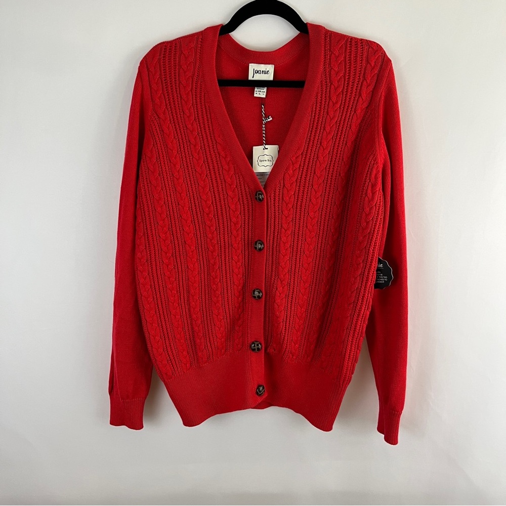 Joanie Clothing Linda Cable Knit Cardigan - Red